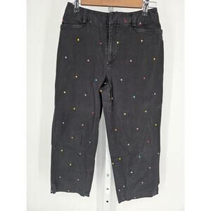 Rafaella Women's Black Dot Printed Belt Loop Hook Closer Cotton Capris Size 6